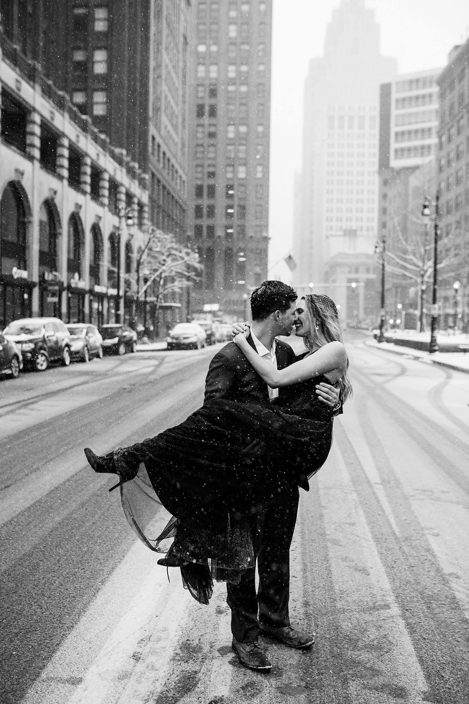 Victoria & Andrew | Winter Anniversary Session in Downtown Detroit ...